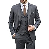 MY'S Men's 3 Piece Suit Set with Tie, One Button Slim Fit Solid Jacket Vest Pants, Prom Party Wedding Business Suits for Men