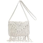 Eiyye Crossbody Purse for Women Boho Beach Bag Fringe Purse Shoulder Bag Crochet Summer Macrame Purse for Vacation Shopping & Daily Use
