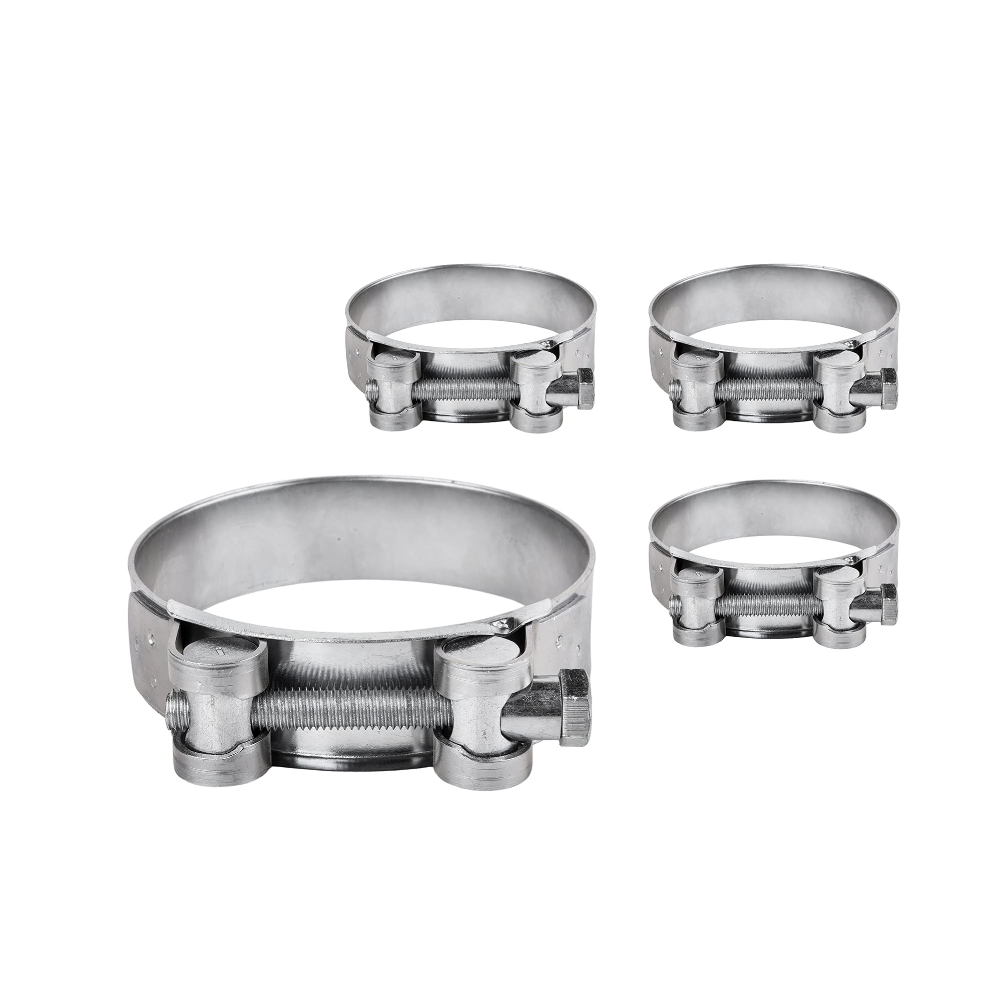 Diforma Pack of 4 pcs Reinforced Pipe Clamps, Galvanized Steel Tube Hose Clamp Fasteners (4 pcs, 60-63 mm)