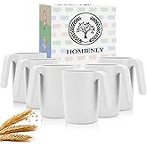 Homienly Coffee Mug Set - Wheat Straw Cups, Alternative to Plastic Coffee Cups Reusable | Unbreakable for Hot Chocolate, Tea, & Coffee | Microwave Safe, Dishwasher Safe Drinking Cups (White)