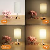 Suright Bedside Lamp 3-Way Dimmable USB A+C Ports Linen Shade LED Bulb Included view 2