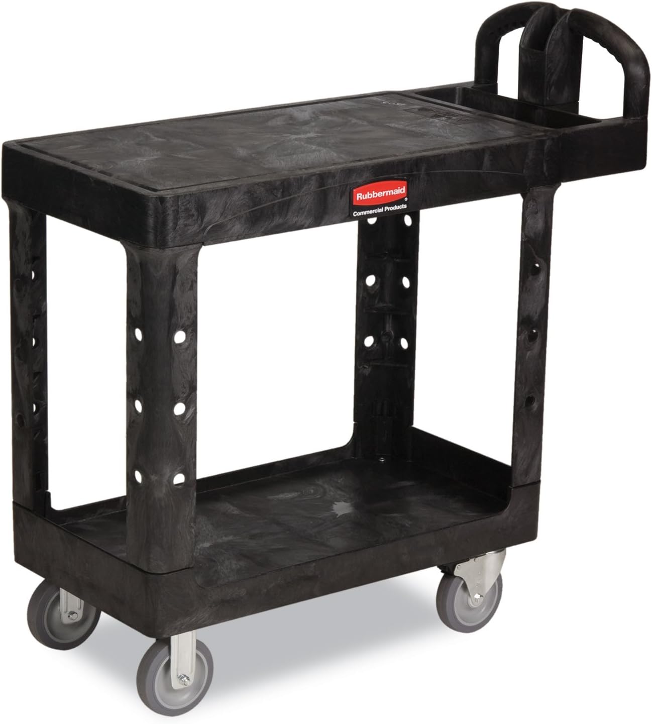 Best Rubbermaid Black Small Hd Two Flat Shelf Heavy Duty Utility Cart