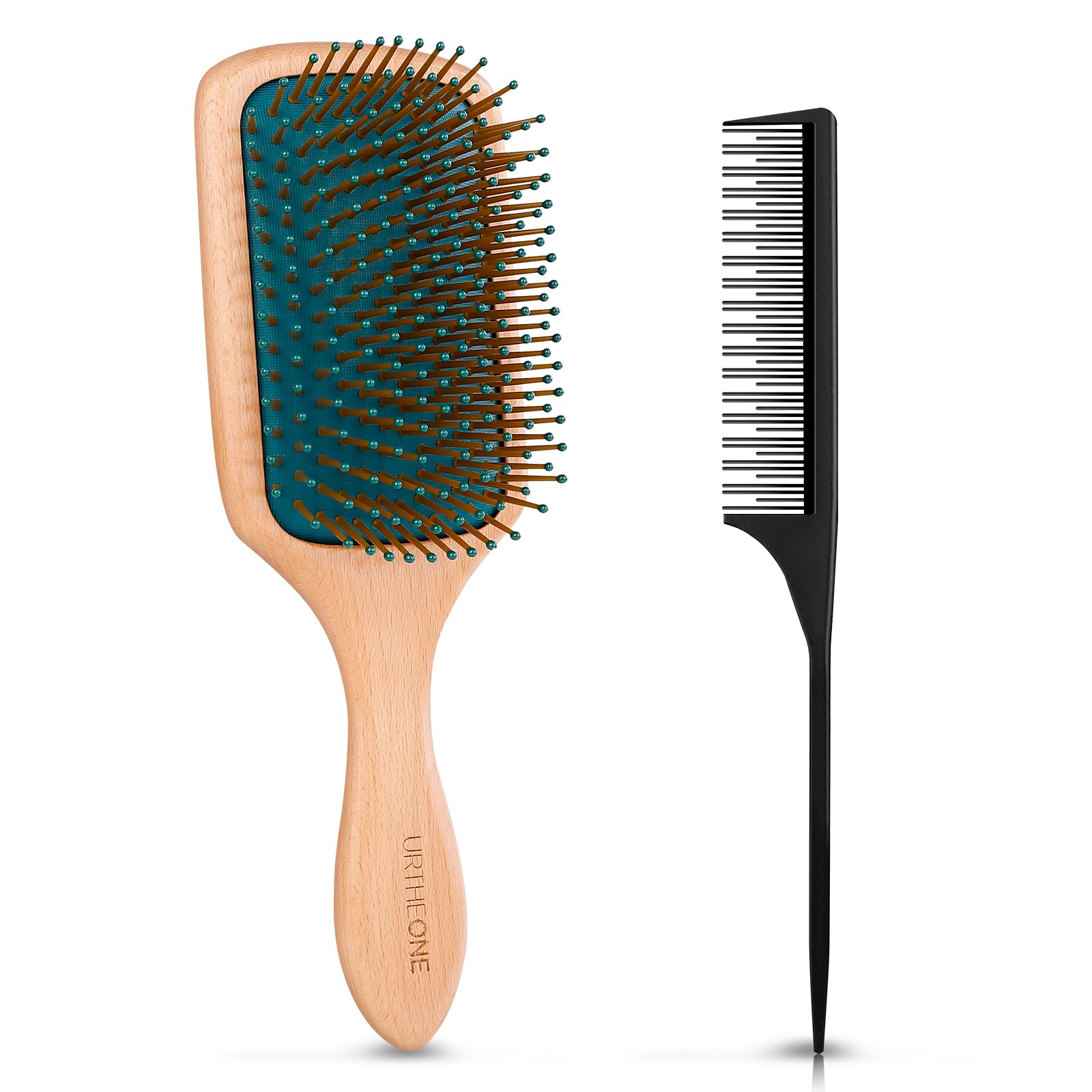 Hair Brush Natural Wooden Hair Brushes for Women Men and Kids, Eco Friendly Paddle Hairbrush for Curly Think Thin Fine Stright Long Hair Make Hair Health and Massage Scalp