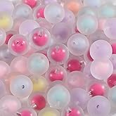 120Pcs 16MM Acrylic Beads for Jewelry Making,AB Candy Color Matte Round Beads for DIY Bracelets Necklace Keychain Mobile Phone Chain (Bead in Bead Frosted, 16MM)