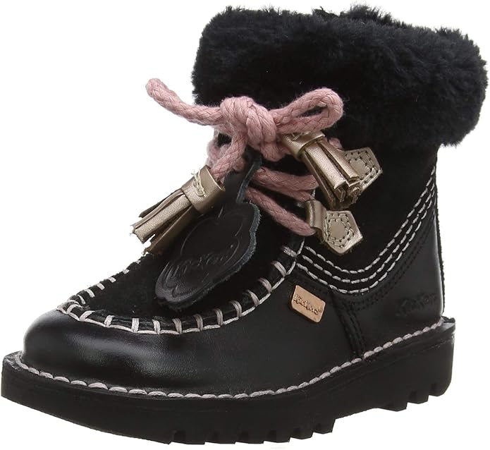 Kickers Baby Girls Kick Fur Boots, Black (Black Blk), 12 (30 EU