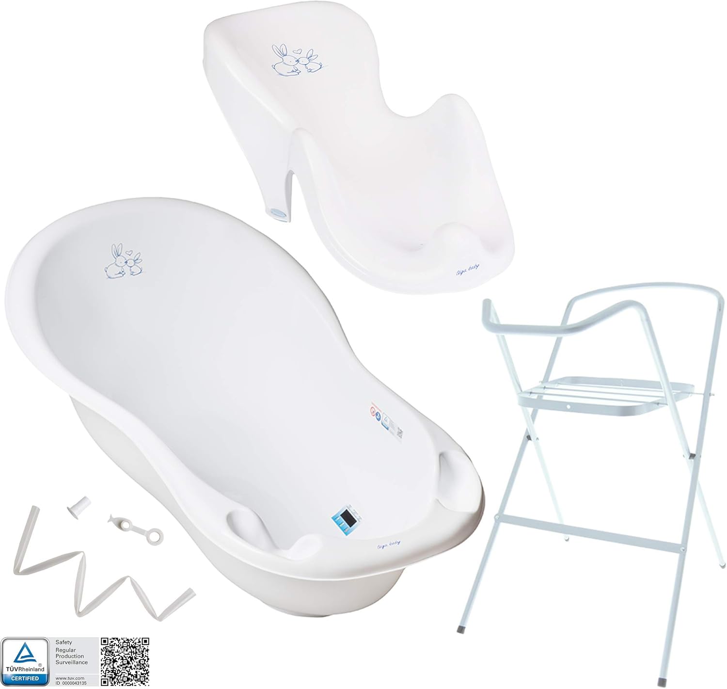 Baignoire Haute Complete Avec Thermometre Et Egouttage Avec Siege De Bain Amovible 4 Piece Baignoire Bebe Avec Support Support Haut De Securite De Baignoire Pour Enfant Bebe Toilette De Bebe Le Bain