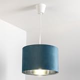 CGC Lighting Modern Velvet 30cm Drum Ceiling Lamp Shade Teal view 2