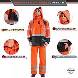 SKSAFETY Hi Vis Reflective Rain suits for Men