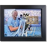 sufenvera Signed Erling Haaland Framed Poster,Erling Haaland Film Photo Collage Display,Gifts for Soccer Fans on Birthday Christmas 8x6 Inches