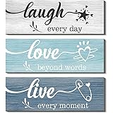 Creoate Live Love Laugh Wall Decor, Rustic Wood Plaque Home Wall Decor Retro Farmhouse Decor Wooden Hanging Sign Decorative f