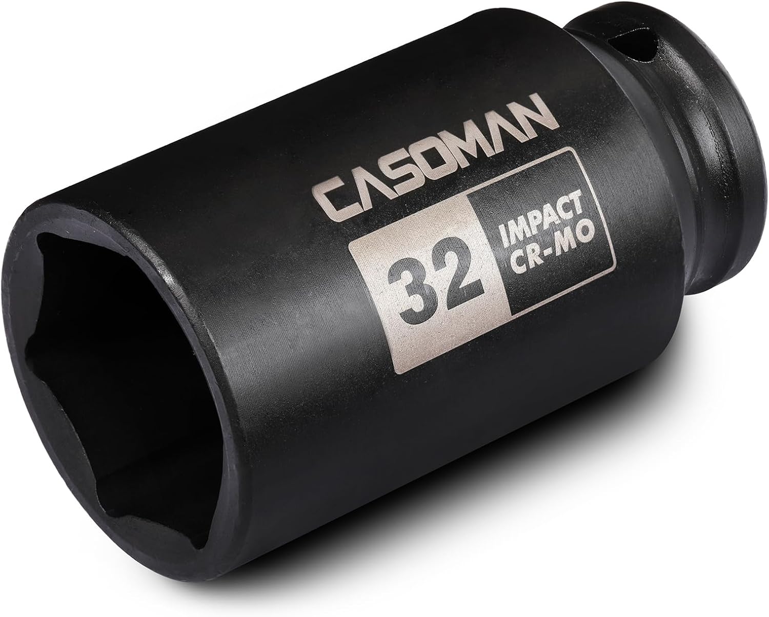 CASOMAN 1/2" Drive x 32 mm Deep 6 PT Impact Socket, CR-MO, 1/2-inch Drive 6 Point Axle Nut Socket for Easy Removal of Axle Shaft Nuts (32MM)
