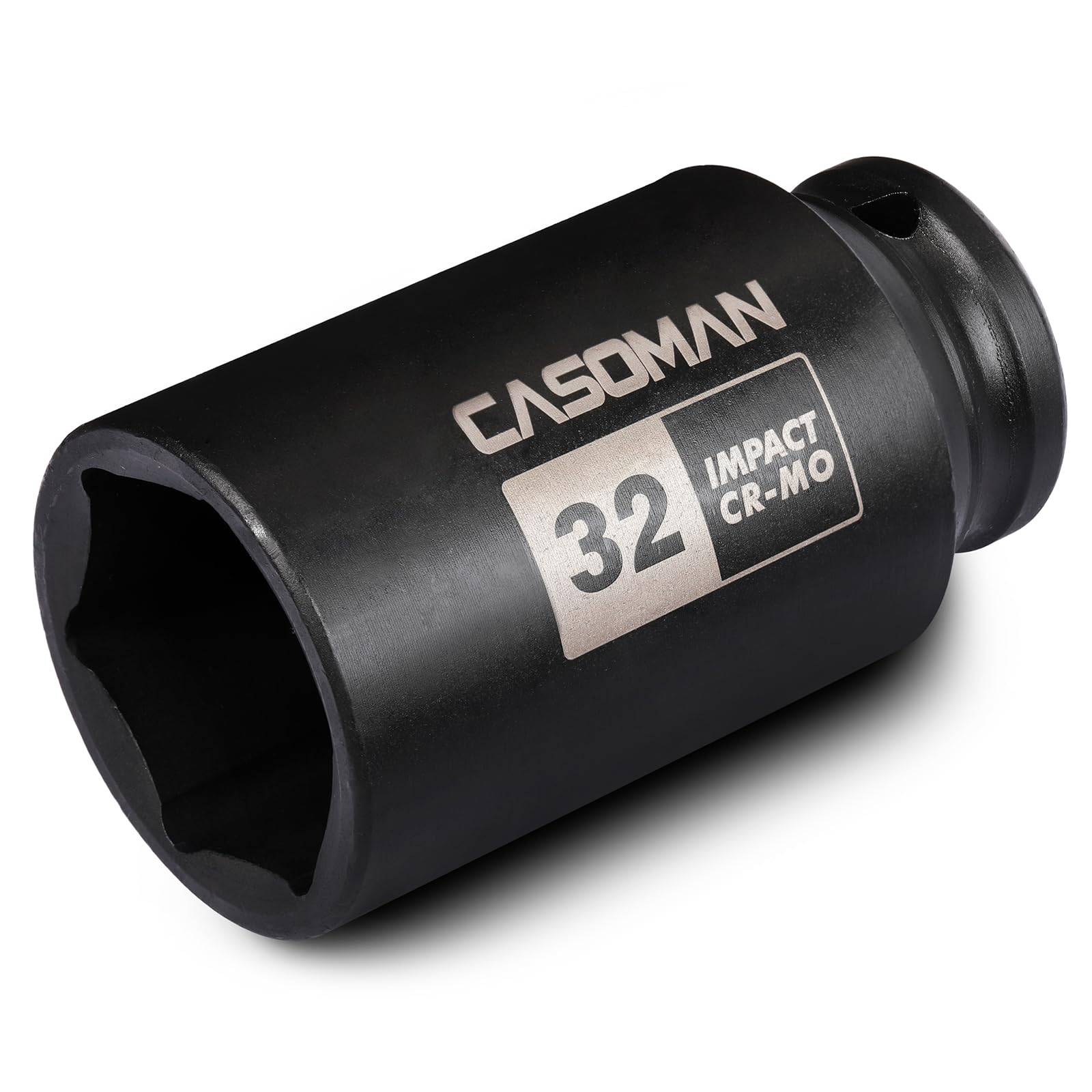 CASOMAN 1/2" Drive x 32 mm Deep 6 PT Impact Socket, CR-MO, 1/2-inch Drive 6 Point Axle Nut Socket for Easy Removal of Axle Shaft Nuts (32MM)
