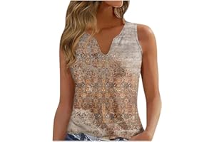 RDEGOOCHA Summer Vintage Aztec Ethnic Tank Tops Casual Sleeveless Western Geometry Print Yoga Vest Shirts V Neck Loose Blouse
