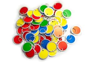 Rich Union Metal Rim Key Tags, 1.22" Diameter Round Blank Paper Tags with Metal Split Rings