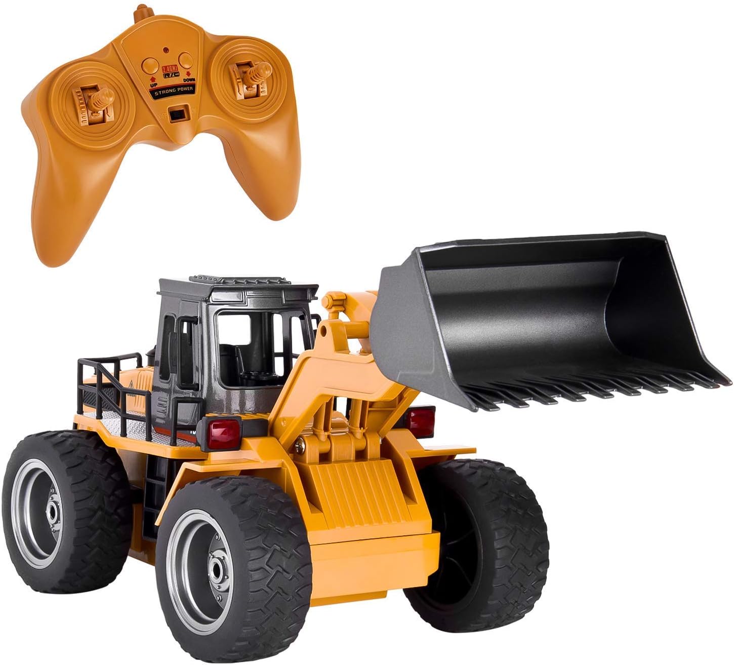 AlNajam Remote Control Car Construction Tractor, RC Excavator Alloy Bulldozer with Light Full Function Front Loader Radio Control 6 Channel RC Dump Truck High Simulation Kids RC Car Truck Present