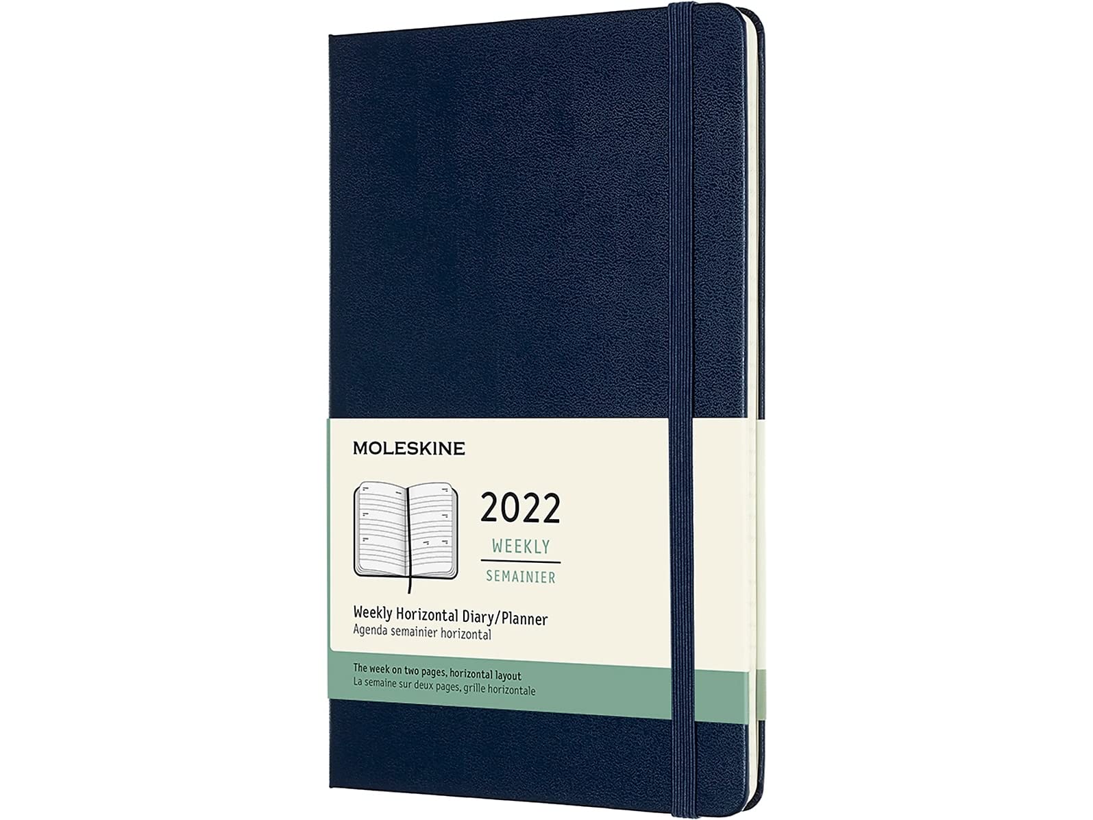 Moleskine Weekly Planner 2022, 12-Month Weekly Diary, Weekly Planner and Notebook, Hard Cover, Large Size 13 x 21 cm, Colour Sapphire Blue, 144 Pages