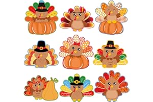 COCHIE Thanksgiving Decorations 54 Pcs Turkey Cutouts Cartoon Turkey Paper Cutting Decor for Home Party School Bulletin Board Classroom Fall Theme Thanksgiving Party Supplies