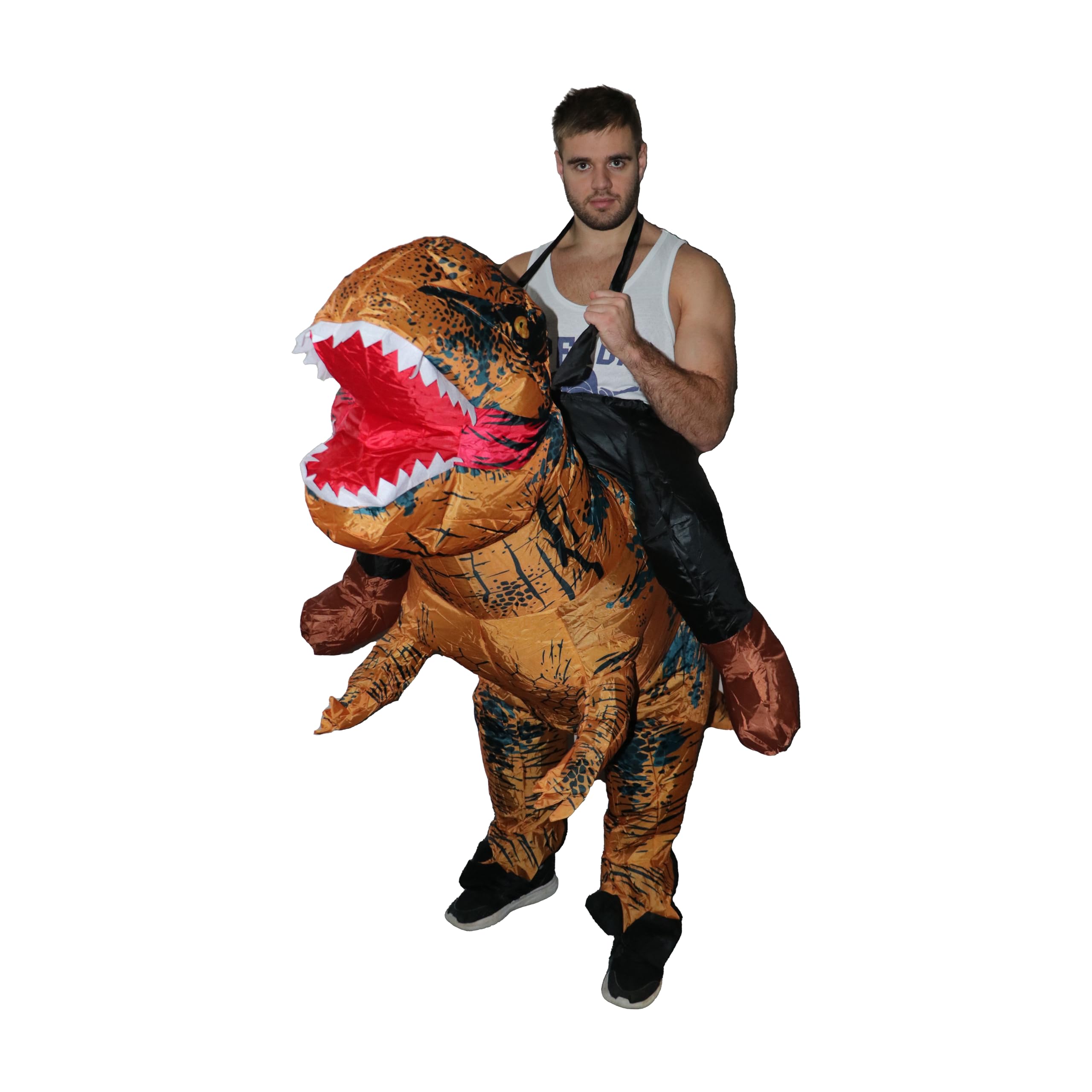 Qualis Inflatable Dinosaur Costume for Adults – Funny T‑Rex Fancy Dress Outfit, Halloween, Darts, New Year & Party Cosplay