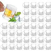 LDXDRU 50Pcs Mini Beer Mug Shot Glasses, 1 oz Mini Plastic Mugs with Handle, Plastic Shot Glasses for Beer, Whiskey, Tequila, Vodka Festival Party BBQ