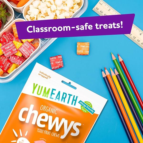 YUMEARTH ORGANIC FRUIT CHEWS – FRUIT FLAVORED CANDY CHEWS, NO DYE, ALLERGY FRIENDLY, GLUTEN FREE, NON-GMO, VEGAN CANDY WITH NO ARTIFICIAL DYES, 5 OUNCE