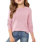 Haloumoning Girls Sweaters Kids Crewneck Long Sleeve Pleated Knit Pullover Sweater Fall Fashion Clothes 5-14 Years