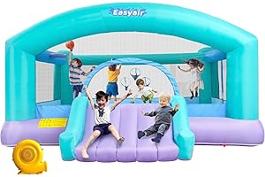Easyair Large Bounce House for Big Kids, 14.8 x 14.5 FT Inflatable Bouncer Jumper Slide with 650W Blower, Basketball Hoop, Throw Ball Game, Ball Pits