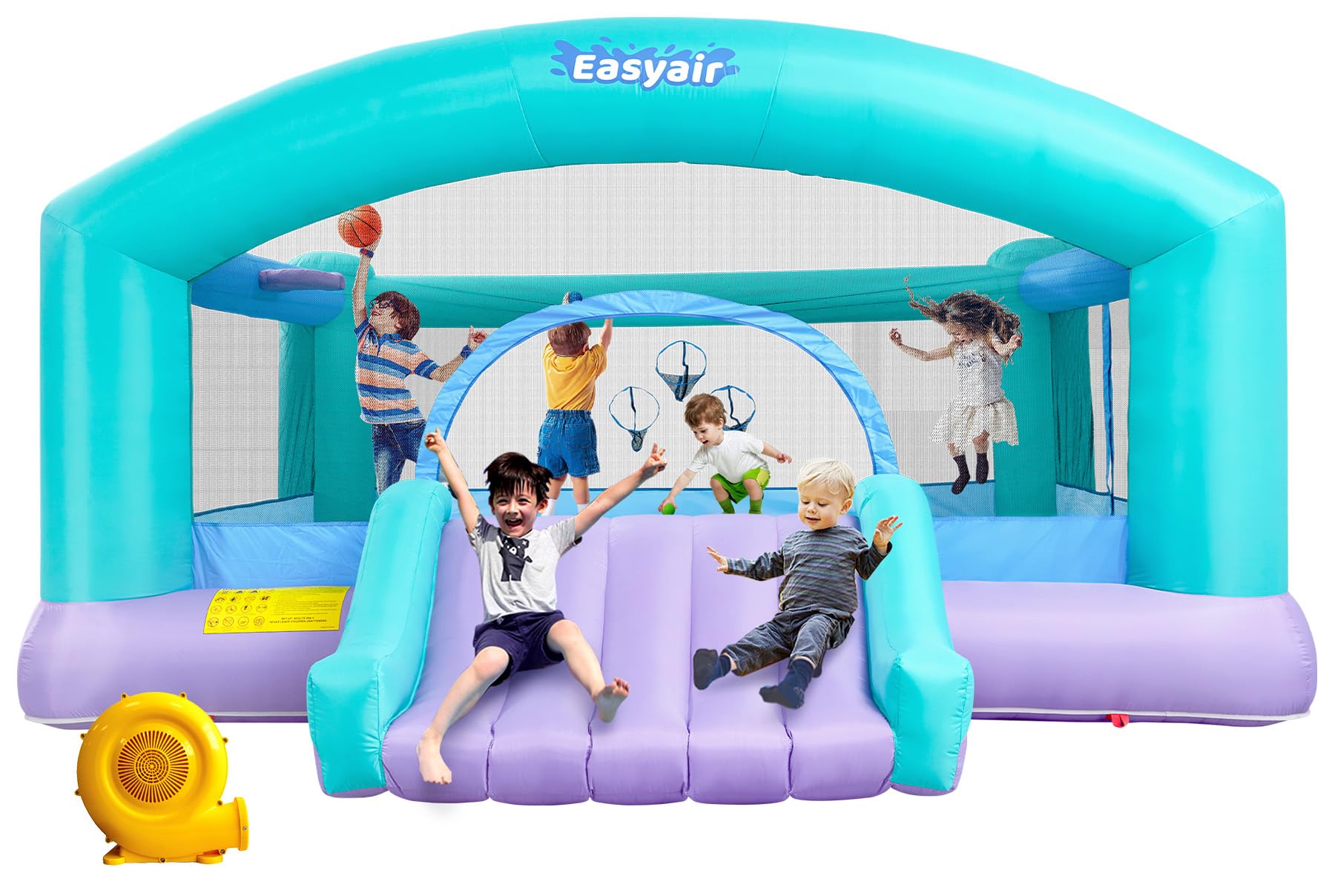 Photo 1 of ***used missing parts ***Easyair Large Bounce House for Big Kids, 14.8 x 14.5 FT Inflatable Bouncer Jumper Slide with 650W Blower, Basketball Hoop, Throw Ball Game, Ball Pits