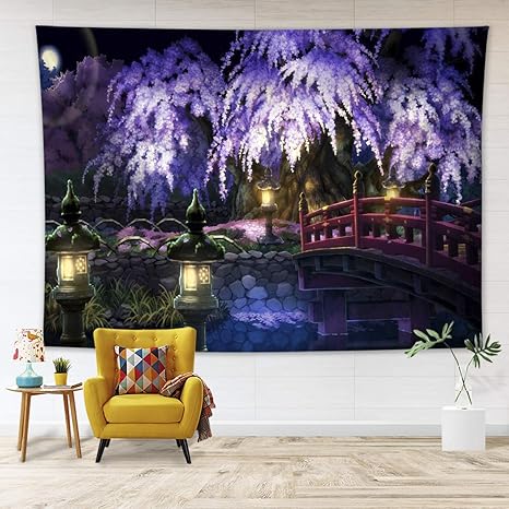 Amazon Co Jp Lbアニメ飾り タペストリー 夜桜 おしゃれ壁掛け 装飾布 欧米風 壁飾り インテリア モダン 多機能 パーティー イベント リビング お店 個性ギフト お祝い 150ｘ100cm ホーム キッチン