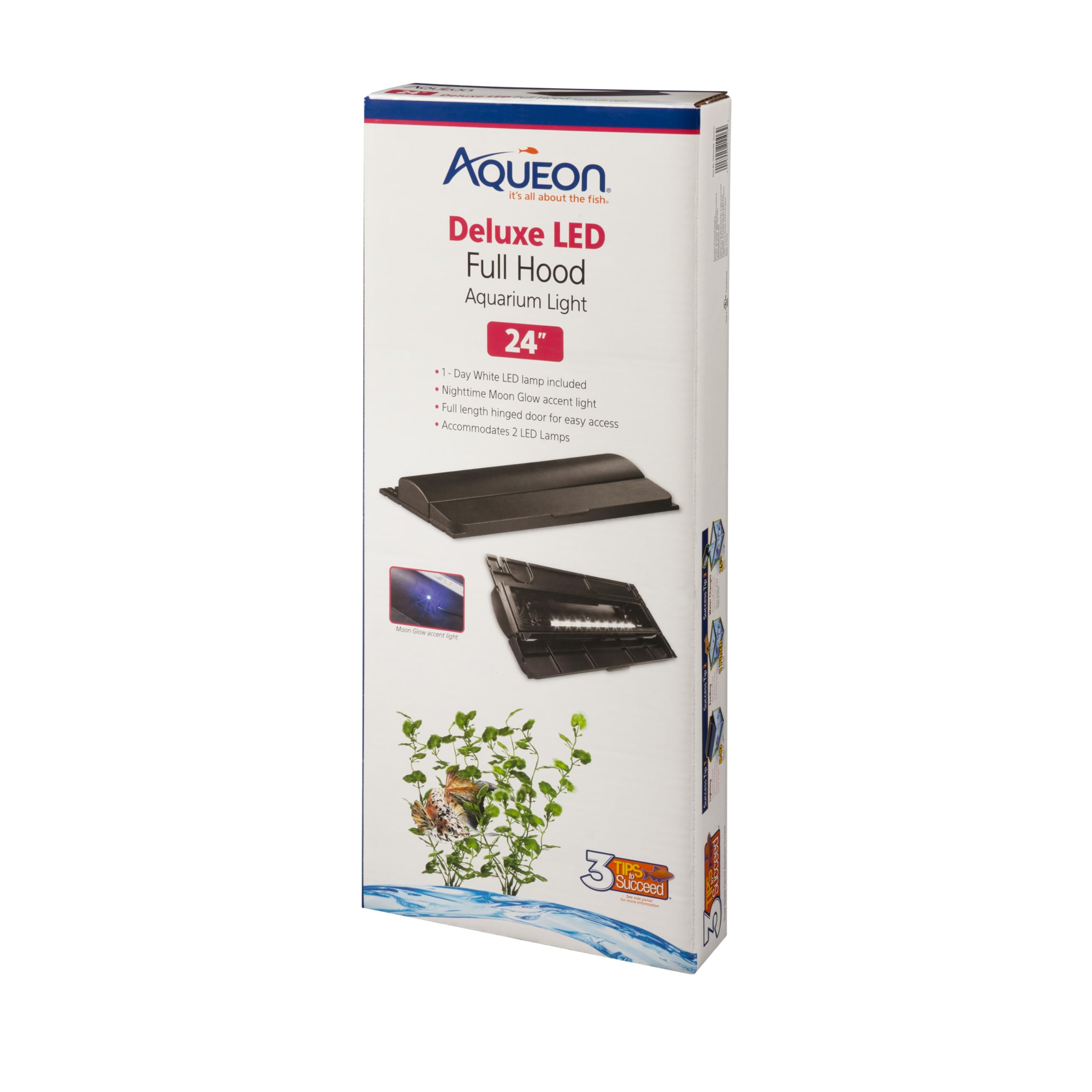 Aqueon LED Deluxe Fish Tank Aquarium Full Hood, Black, 24 Inch