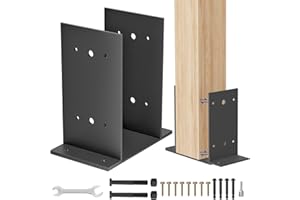 QZER 6x6 Post Base 1 Pcs,Heavy Duty Detachable Post Bracket with Adjustable Inner Size (5.6" x 5.1"-6.1"), Rust-Proof Powder-Coated Thick Post Anchor for Deck Railing, Fences, Mailboxes, Pavilions