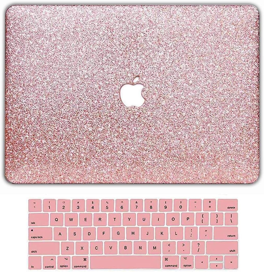 MacBook Pro 13 Case 2019 2018 2017 2016 Release A2159/A1989/A1706/A1708,Anban Glitter Bling Smooth Shell Slim Case with Keyboard Cover Compatible for Mac Pro 13 with/Without Touch Bar,Rose Gold