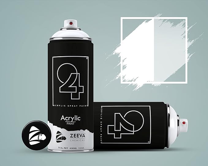24 Acrylic Pure White & Clear Glossy Spray Paint 400 ml (Pack of 2