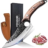 MDHAND Chef Knife - Hand Forged Butcher Knives with Sheath, Japanese Knives, Stainless Steel Viking Knives, Meat Cutting Knife for Kitchen, Camping, BBQ, Hunting, Holiday Gifts for Men