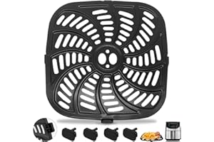 GZHCJJ Air Fryer Grill Pan for Gourmia GAF838 GAF856 GAF826 AirFryer, Nonstick 9.8''*9.8'' Square AirFryer Replacement Parts Accessories Rack Tray Grill Plate Crisper Plate for Gourmia 8QT Air Fryer