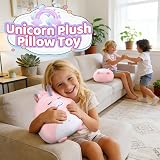 Marsjoy Pink Unicorn Plush Pillow 12in Kids Cuddly Toy Soft Plush view 2