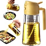 TrendPlain 16oz Glass Olive Oil Sprayer 2 in 1 Dispenser Yellow