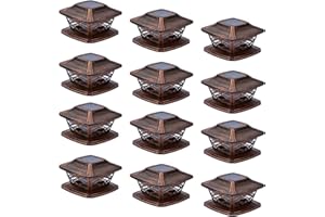 TWINSLUXES Solar Post Lights Outdoor 2 Modes Waterproof LED Solar Fence Cap Light for3.5x3.5 4x4 5x5 and 6x6 Post in Patio,Deck Walkway and Garden Decoration.(12 Pack)