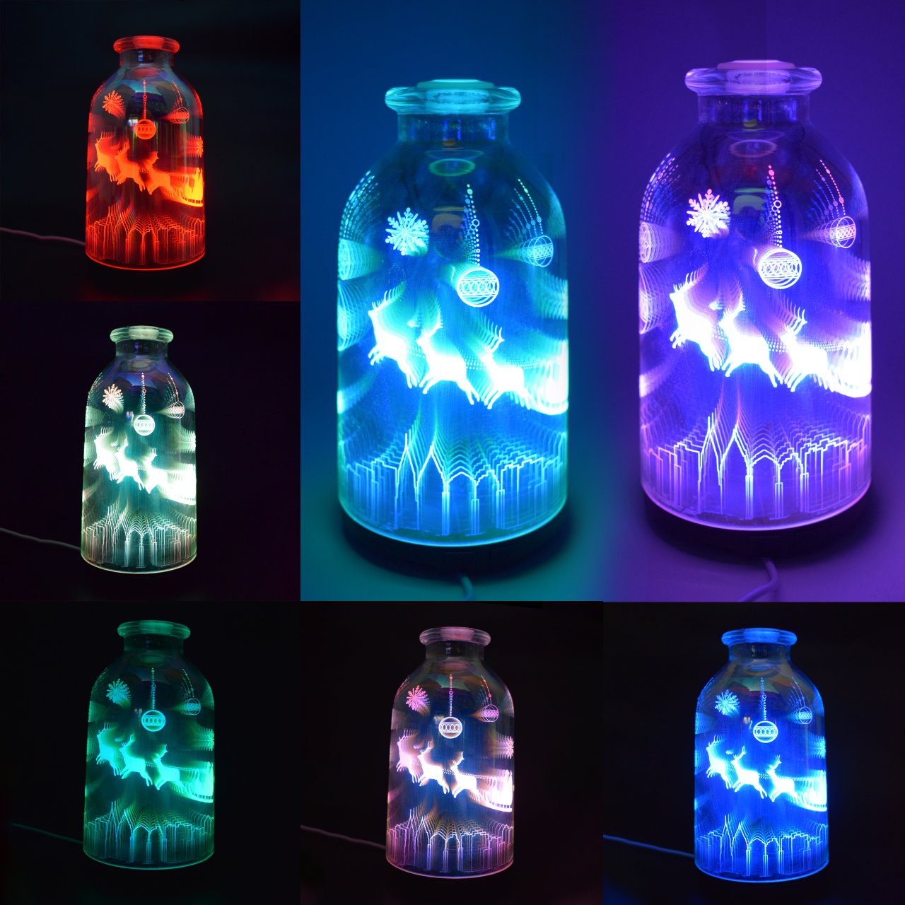 COSVI 3D Effect Glass Ultrasonic Oil Diffuser Humidifier, 120ML Cool Mist Aroma Diffuser Aromatherapy with Auto Shut-off Function, Whisper quiet Operation(3D Effect Glass Cover)