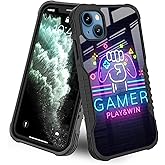 LANJINDENG Compatible with iPhone 14 Case iPhone 13 Case [Shockproof Bumper] [Anti-Scratch] [Anti-Slip] Heavy Duty Protection Cover for Boys Kids Men - Gamer Play Game Win Easter