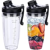 Replacement 24oz Blender Cup and New Lid with Handle for Nutri Ninja BN401 BN751 BN801 Foodi SS101 SS151 SS351 SS401 BL450 BL