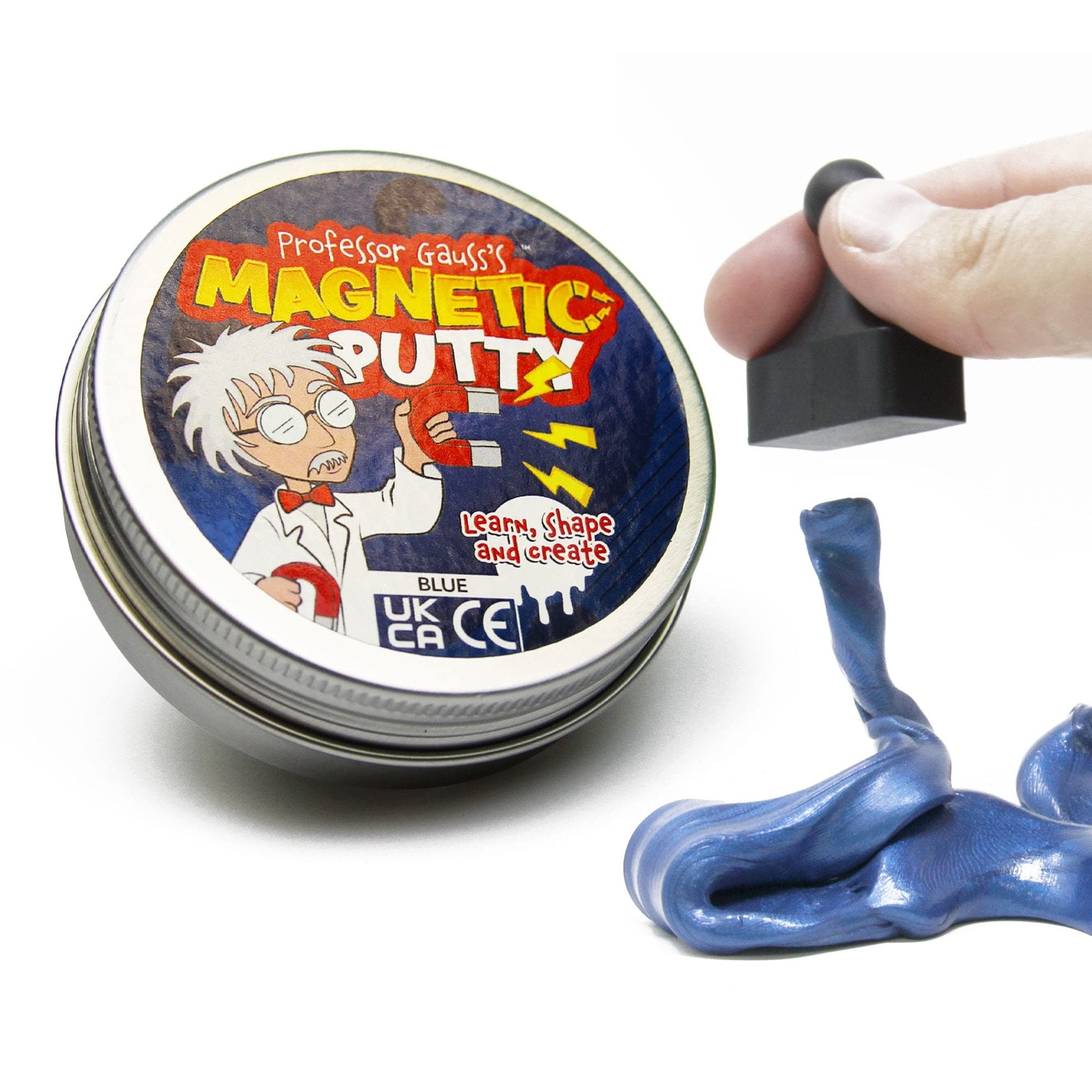 Professor Gauss™ Magnetic Putty with Skittle Magnet for Kids, Boy, Girl, Science, Learning, and Fun - Blue Goo