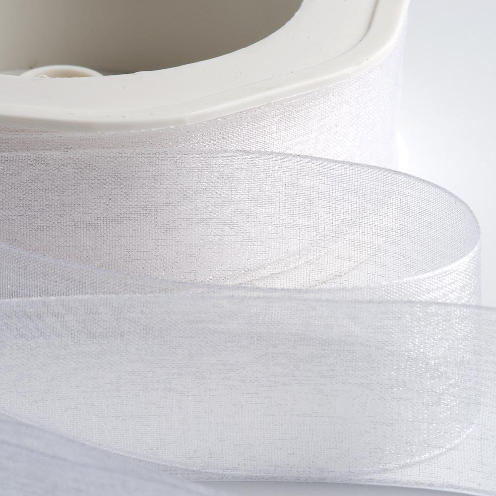 Italian Options Organza Chiffon Ribbon, Sheer Organza Ribbons for Gift Wrapping, Presents, Crafting, Wedding, Flower Bouquets, Birthday, Decorations, Décor, 38mm x 20 Metres, White — image 1