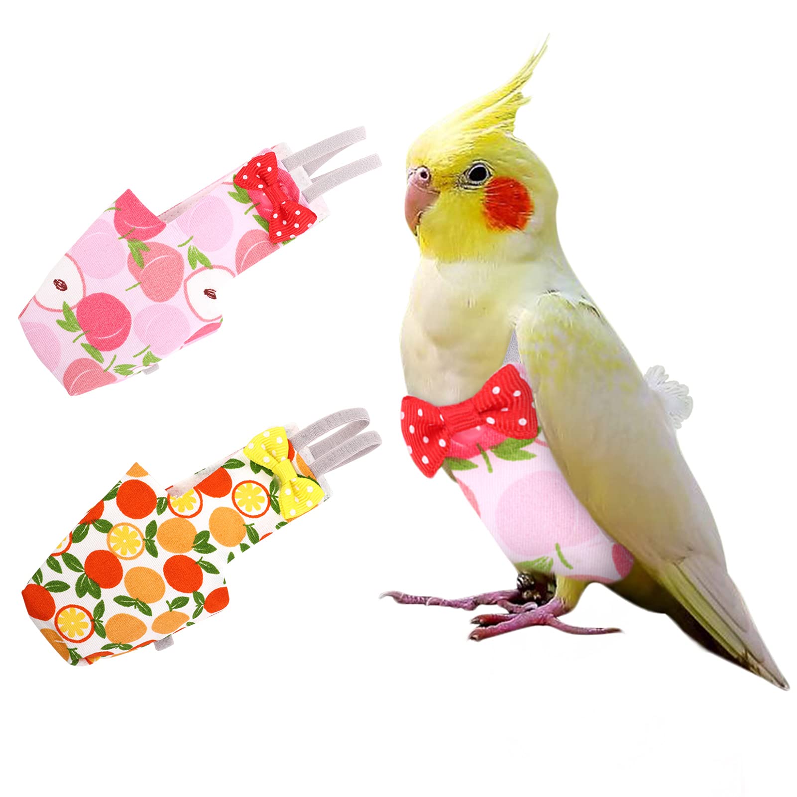 Photo 1 of Bird Diaper Parrot Washable Diapers, Parrot Flight Suit, Parakeet Diaper Reusable Nappies for Parakeet Cockatiel Mini Macaw Budgie Canary 2 Pcs (M, Pink & Orange)