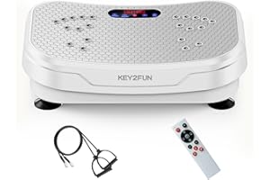 Vibration Plate Exercise Machine, KEY2FUN 2025 Upgraded Vibration Plate for Lymphatic Drainage, Large-Size Vibrating Platforms with Resistance Bands, 330LBS Capacity Shake Board for Home Fitness