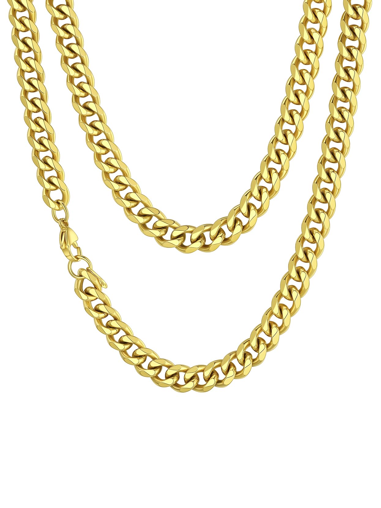 Richsteel Gold Chain Mens Cuban Jewellery 9mm Heavy Chains Stainless Steel Miami Curb Necklace Strong Link Jewellery 28" inches