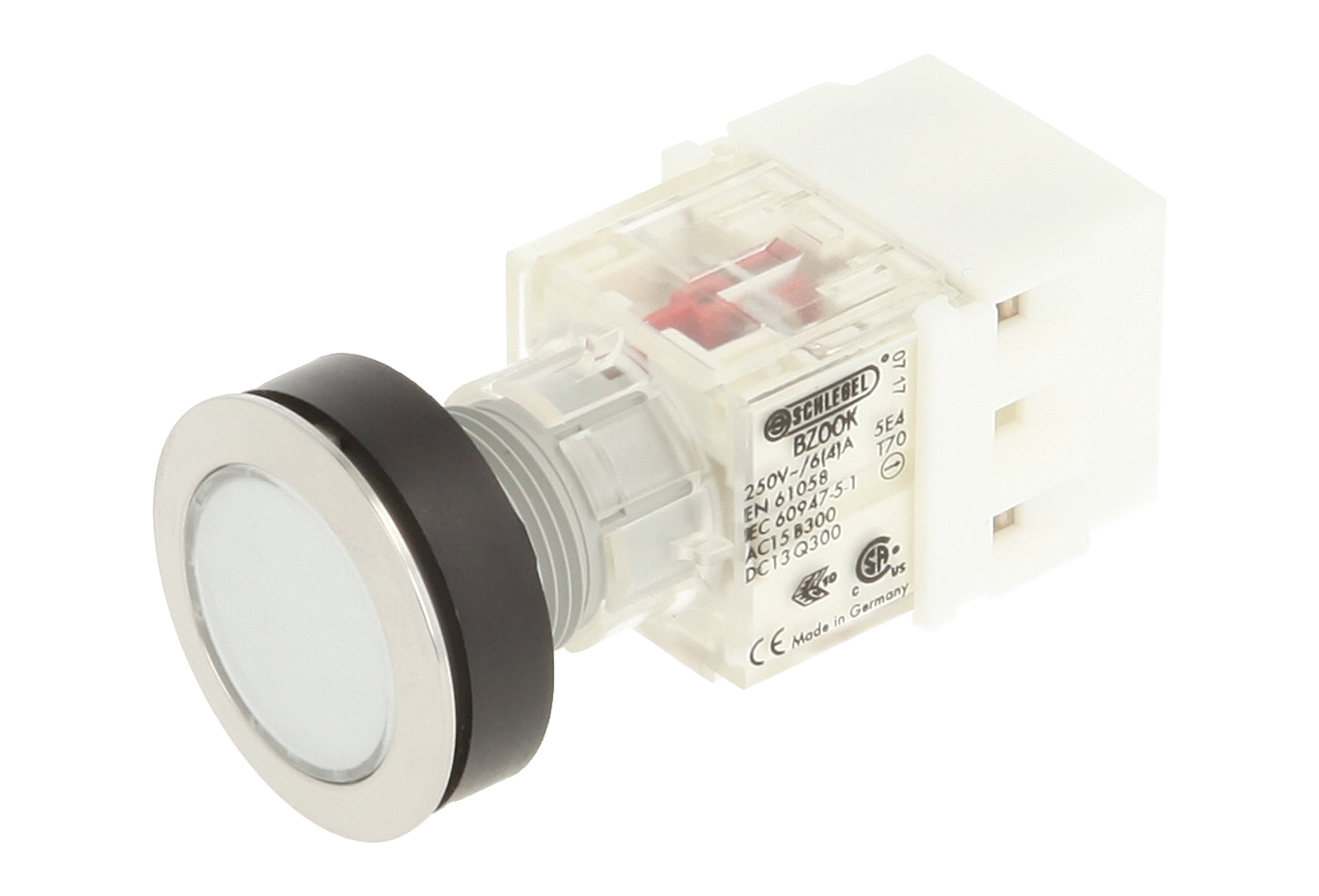 Schlegel 23.000.496 Push Button Stainless Steel, Clear Button Cap, Push Contact Sensor 2 Openers, Screw Connection