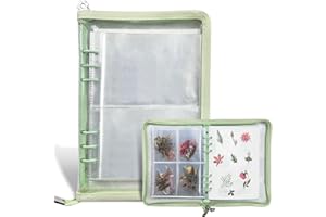 NOCAFI Sticker Storage Organizer Binder A5 Sticker Collecting Book Zipper Album for Adult with Blank Reusable Release Paper and Pocket Pages (Green)