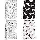 4 Pcs Adorable Cat Kitchen Towels, Cartoon Cats Decorative Absorbent Microfiber Dish Cloth Tea Towel, Waffle Soft Hand Towels for Farmhouse Home Bathroom, Cat Lover Gifts for Women