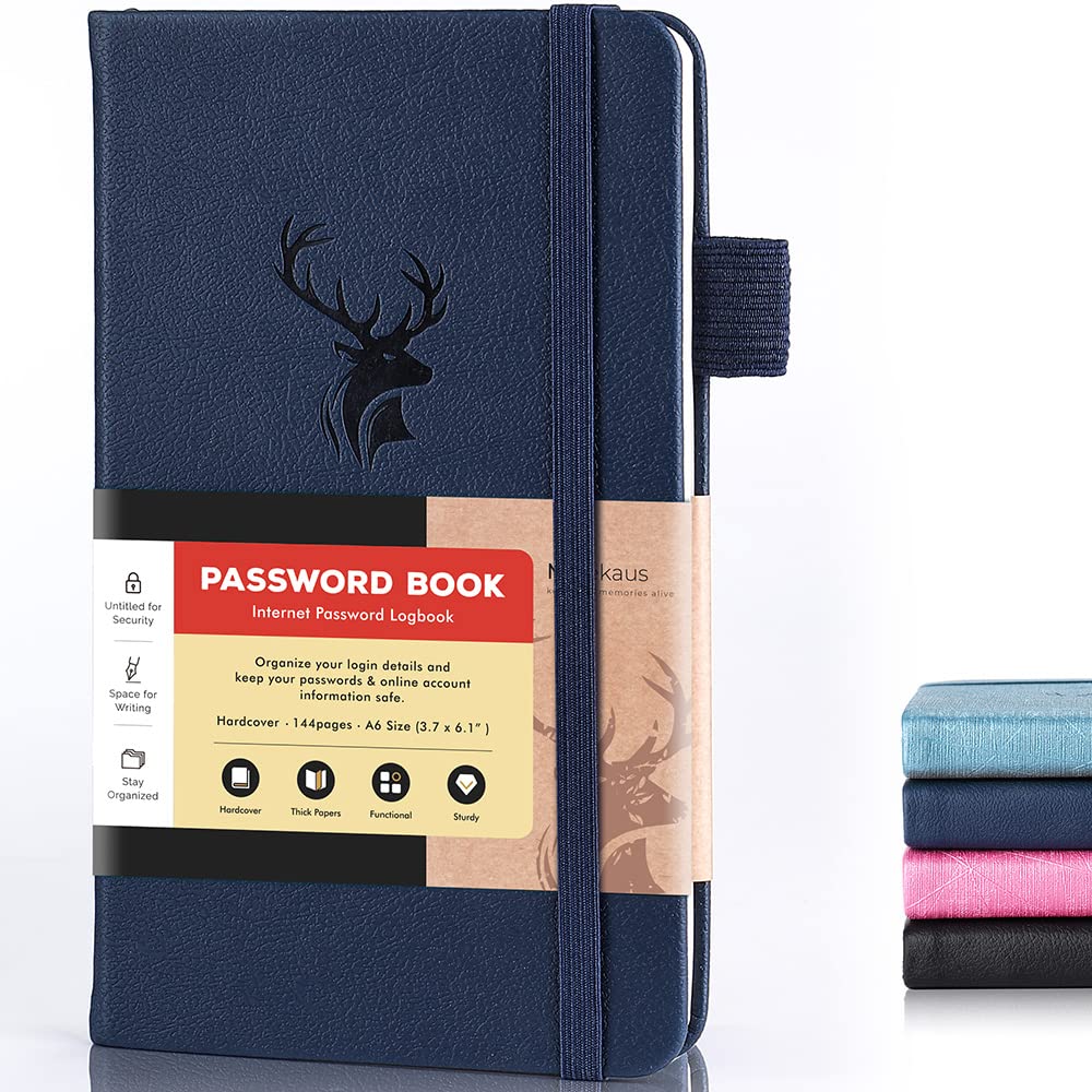 Password Book Alphabetical with Tabs: Small Password Keeper for Website Log in - Hardcover Password Notebook Pocket Size Used for Internet Address and Password Oganazation,6.1 * 3.7in (NavyBlue)