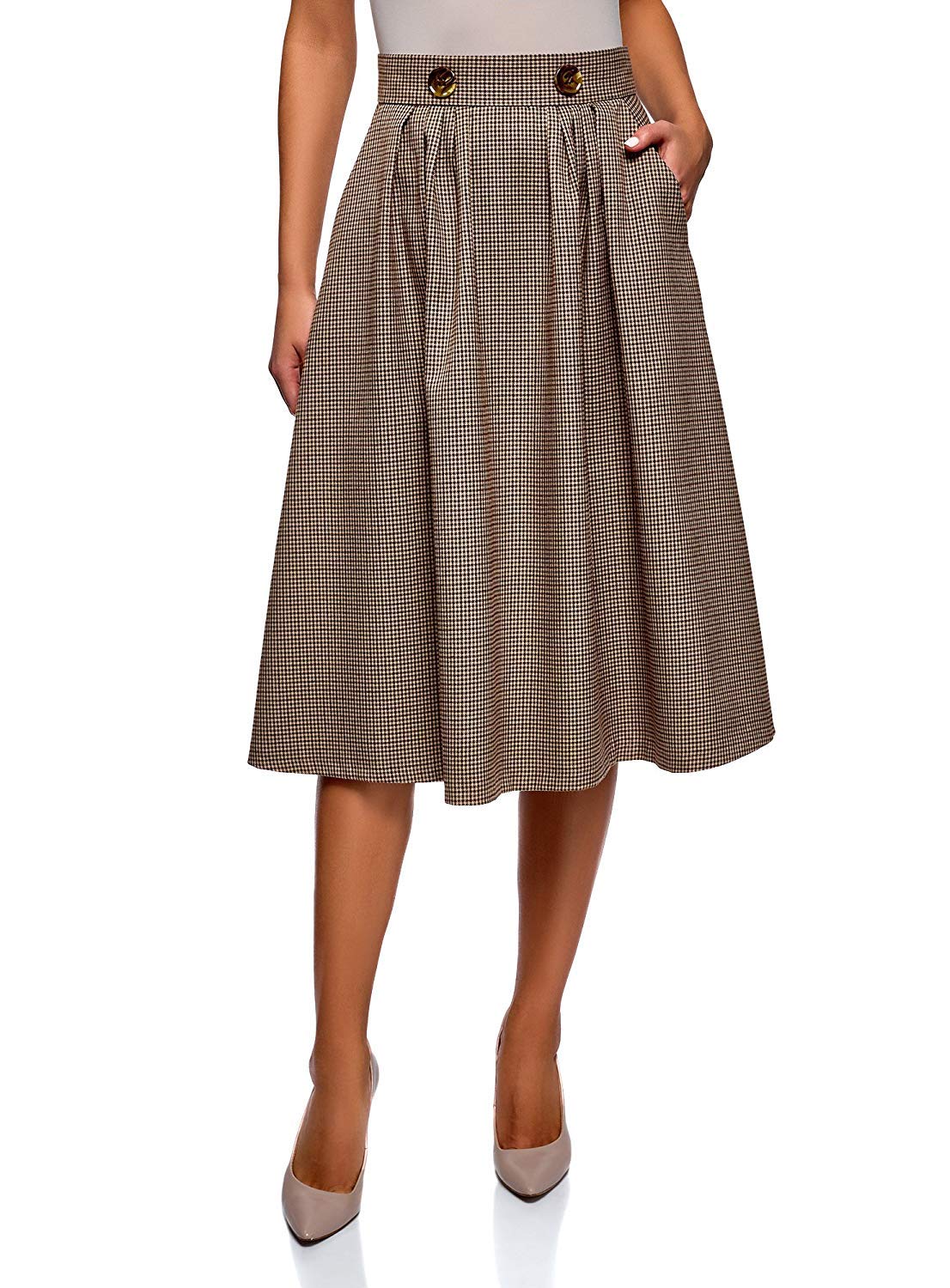 oodji Ultra Women's Checkered Midi Skirt